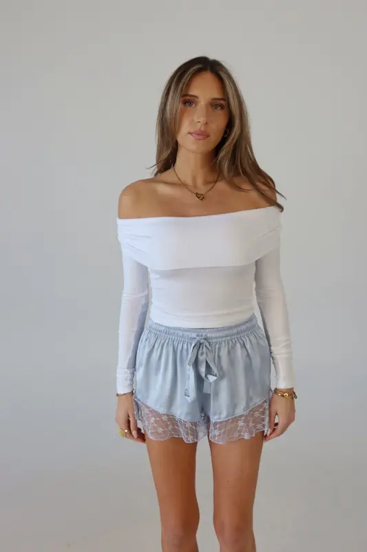 Devyn Satin Short in Dusty Blue