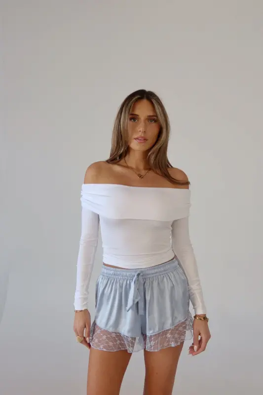 Devyn Satin Short in Dusty Blue