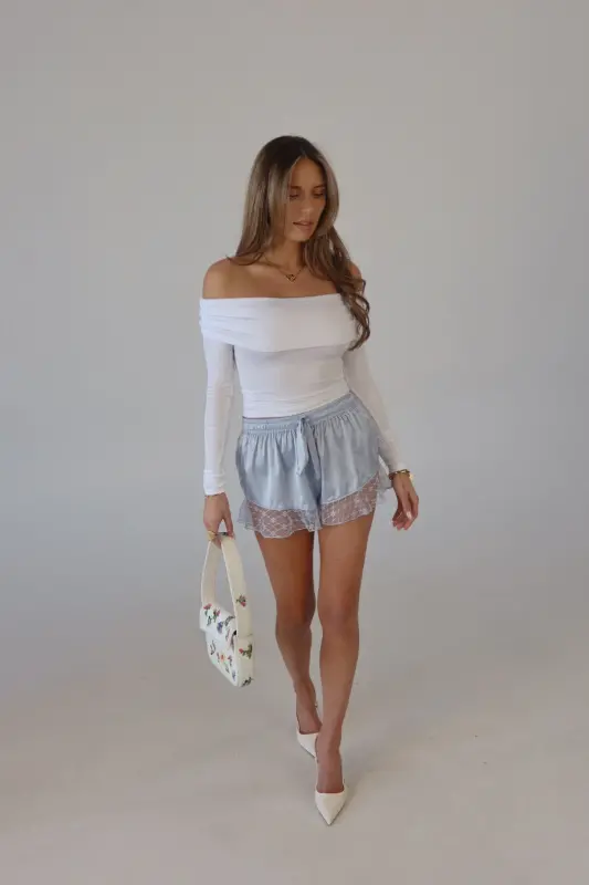 Devyn Satin Short in Dusty Blue