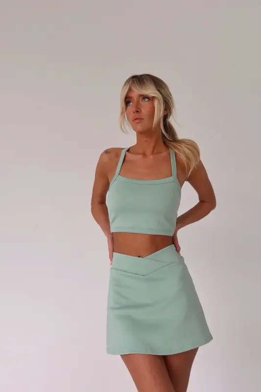 Jina Sage Cross Strap Top