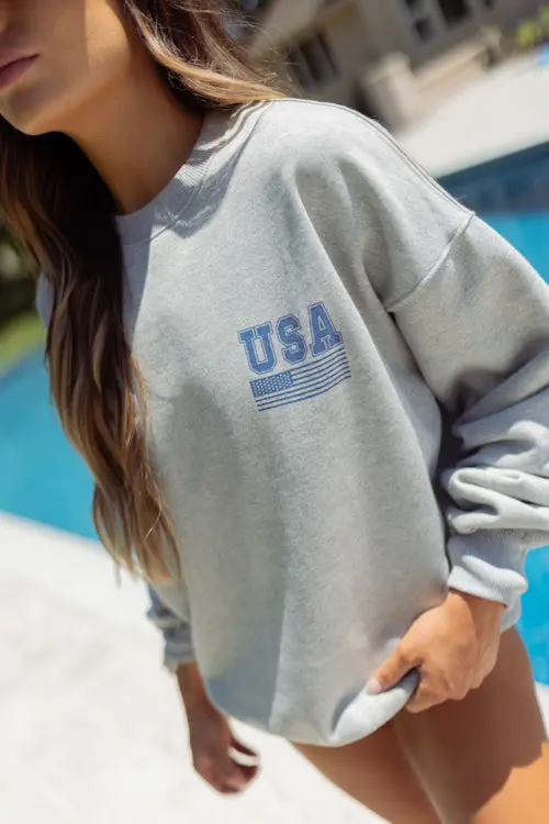 Oversized USA Crewneck Sweatshirt-98393